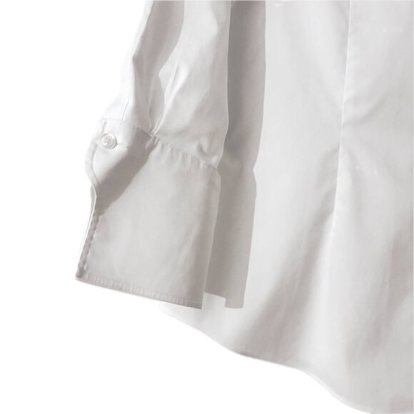 Brooks Brothers White Fitted Cotton Sateen Three-Quarter Sleeve Blouse Womens 8 - Picture 7 of 12